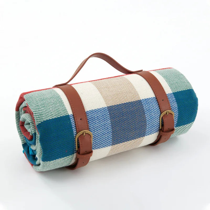 Waterproof Picnic Blanket 200x200 cm Checkered – Large Beach Blanket for Camping and Beach