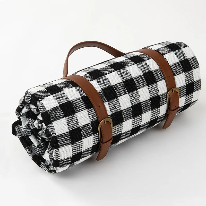 Waterproof foldable picnic blanket with carry strap