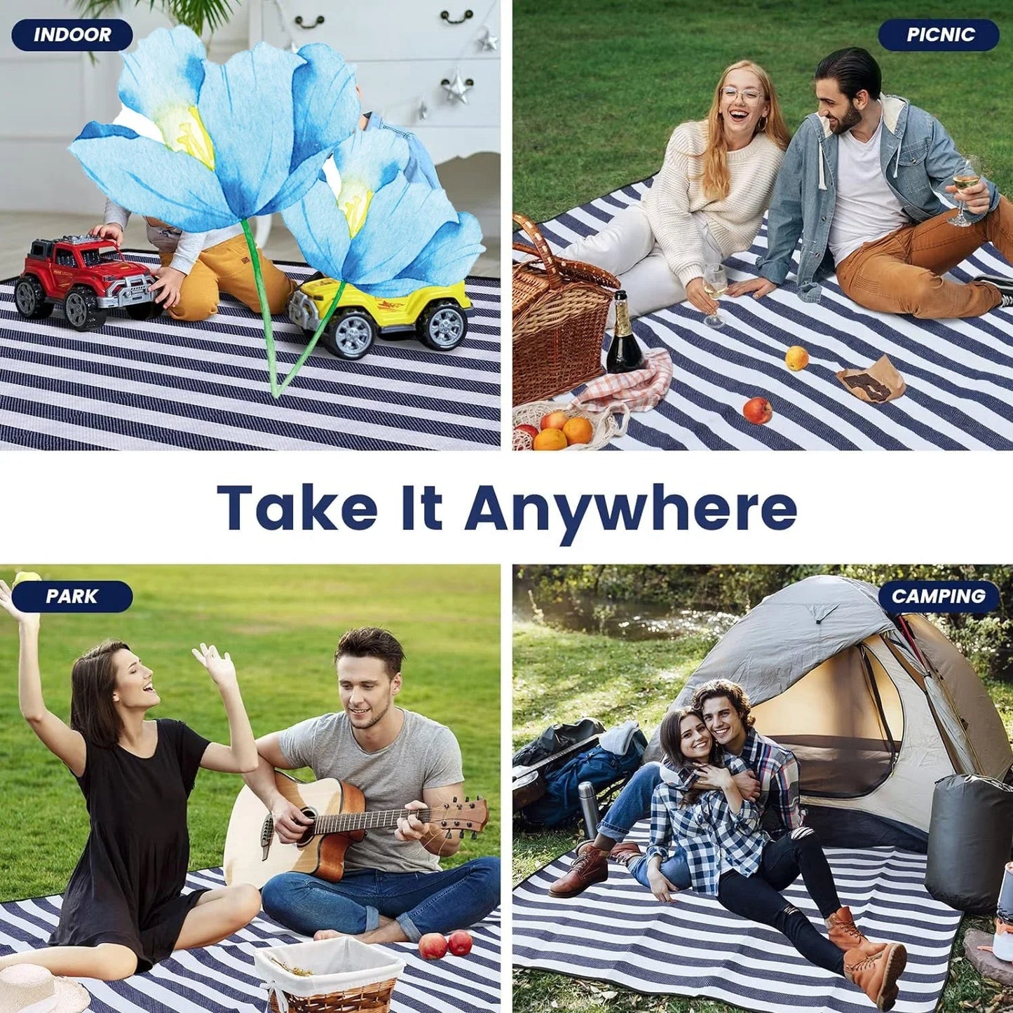Vivantura Picnic Blanket Extra Large | Waterproof & Sand Resistant | Foldable for 8 People | Ideal for Beach & Park