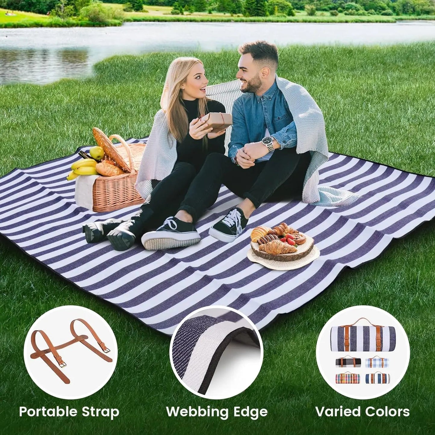 Picnic Blanket | Waterproof & Sand Resistant | For 8 People | Foldable & Portable