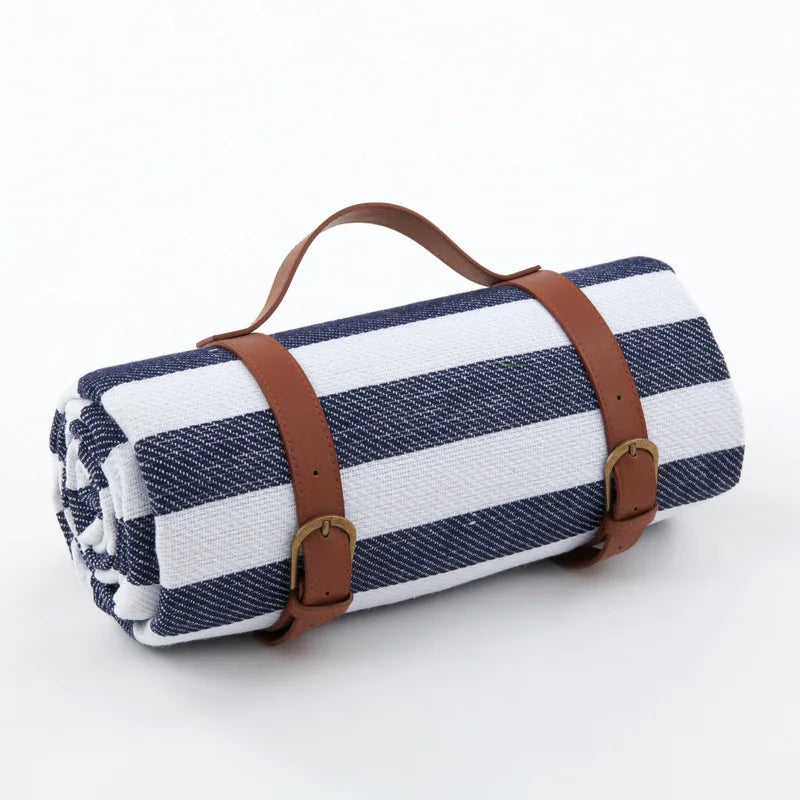 Waterproof foldable picnic blanket with carry strap