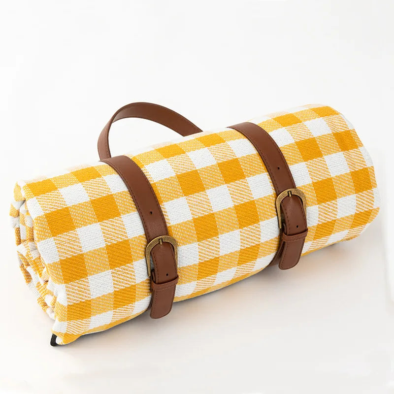 Waterproof Picnic Blanket 200x200 cm Checkered – Large Beach Blanket for Camping and Beach