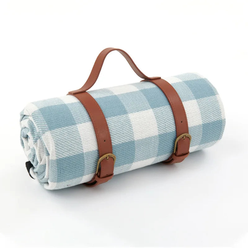 Waterproof Picnic Blanket 200x200 cm Checkered – Large Beach Blanket for Camping and Beach